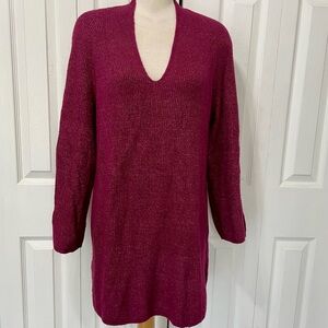 Purejill Elegant V-Neck Sweater in Rich Burgundy size large tall